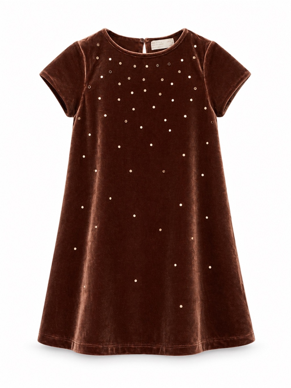 Zara Brown Velvet Dress with Gold Dot Accents